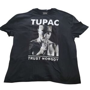 Tupac Trust Nobody‎ T-Shirt Mens Black Graphic Tee Praying 2Pac-3x